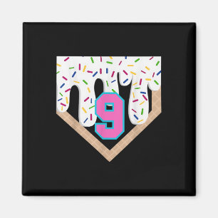 Aimant Débit de baseball 9e anniversaire Accueil Plate Bo