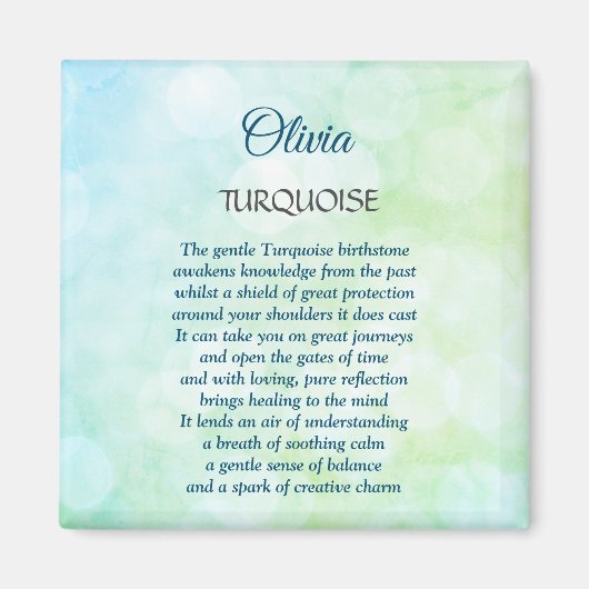 Aimant Décembre Birthstone Turquoise design (Devant)