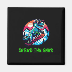 Aimant Déchiquetez le Gnar Drôle de Snowboarding Dinosaur