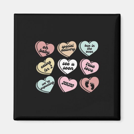 Aimant Déclaration de grossesse avec des bonbons coeurs d (Devant)