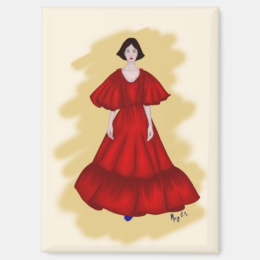 Aimant Déclaration Regard Rouge avec Scène Jaune Rêveuse (Recto)