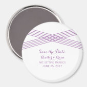 Aimant Déco moderne violet Enregistrer l'aimant de date (Recto/Verso)