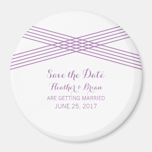 Aimant Déco moderne violet Enregistrer l'aimant de date (Devant)