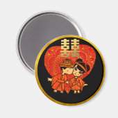 Aimant Décor cadeau Mariage chinois - Cute COUPLE (Recto/Verso)