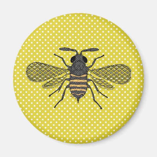 Aimant Décor cadeau Motif BEE Jaune Polkadot tendance Nou (Devant)