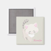 Aimant Décor de chat rose et gris pour chaton doux (Recto/Verso)