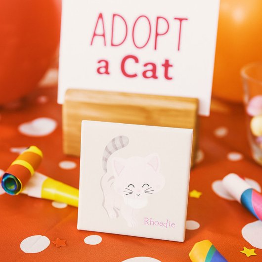 Aimant Décor de chat rose et gris pour chaton doux