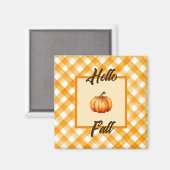 Aimant Décor de Citrouille orange rustique Hello Fall (Recto/Verso)
