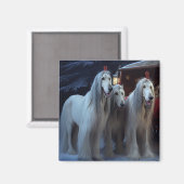 Aimant Décor de Noël afghan Hound Snowy (Recto/Verso)