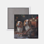 Aimant Décor de Noël Cavalier King Snowy Sleigh (Recto/Verso)