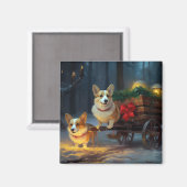 Aimant Décor de Noël Corgi Snowy Sleigh (Recto/Verso)