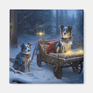Aimant Décor de Noël de l'hélier bleu neige