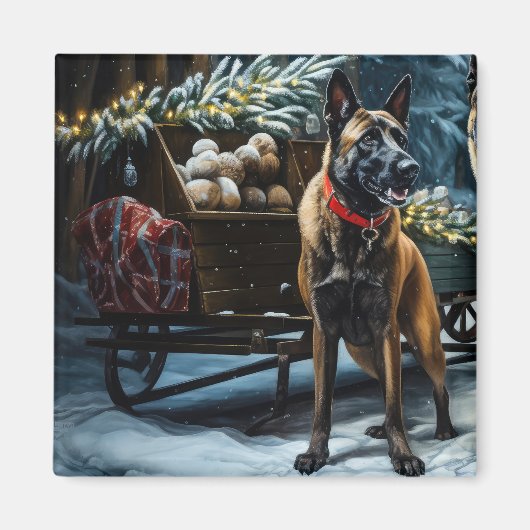Aimant Décor de Noël Malinoi Snowy Sleigh (Devant)