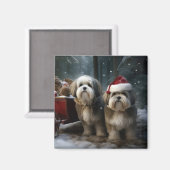 Aimant Décor de Noël Malti tzu Snowy Sleigh (Recto/Verso)