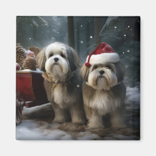 Aimant Décor de Noël Malti tzu Snowy Sleigh
