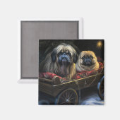 Aimant Décor de Noël Pekingese Snowy Sleigh (Recto/Verso)