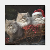 Aimant Décor de Noël Perse Chat Snowy Sleigh (Devant)