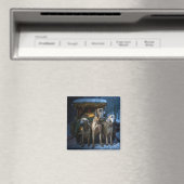 Aimant Décor de Noël Rhodesian Ridgeback Snowy Sleigh (In Situ (Lave-vaisselle))