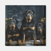 Aimant Décor de Noël Rottweiler Snowy Sleigh (Devant)
