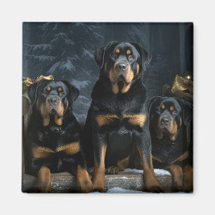 Aimant Décor de Noël Rottweiler Snowy Sleigh