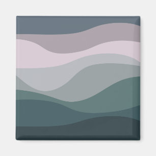 Aimant Décor de vagues de style rétro violet et turquoise