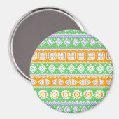 Aimant Décor ethnique motif vert orange (Recto/Verso)