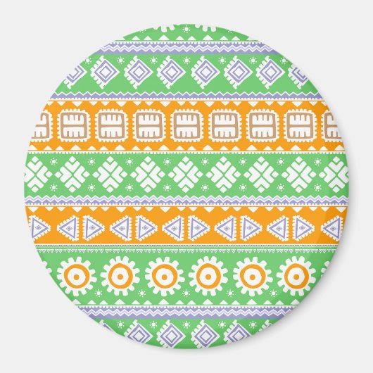 Aimant Décor ethnique motif vert orange (Devant)