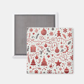 Aimant décoratif de fête rouge blanc (Recto/Verso)