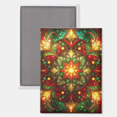 Aimant décoratif de Noël vert rouge (Recto/Verso)