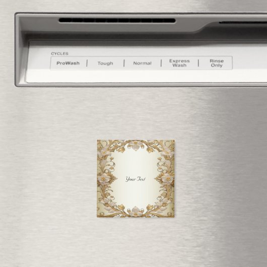 Aimant décoratif fleurs blanches or (In Situ (Lave-vaisselle))