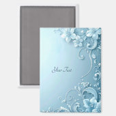 Aimant décoratif floral bleu (Recto/Verso)