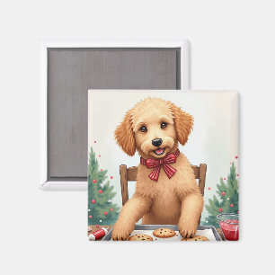 Aimant Décoration de biscuits de Noël par un Golden Doodl