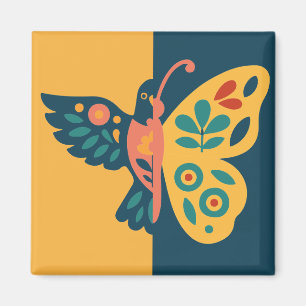 Aimant Décoration papillon coloré avec des éléments flora