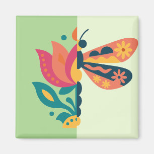 Aimant Décoration papillon coloré avec des éléments flora