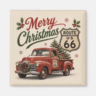 Aimant Décoration rétro Route 66 de Noël pour réfrigérate