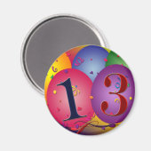 Aimant Décorations de ballons pour 13e anniversaire (Recto/Verso)