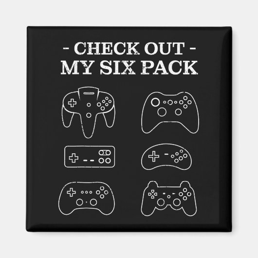 Aimant Découvrez Mon 6 Pack Gamer Vidéo Gamers Amusants G (Devant)