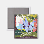Aimant Découvrez Porto Rico, design vintage (Recto/Verso)