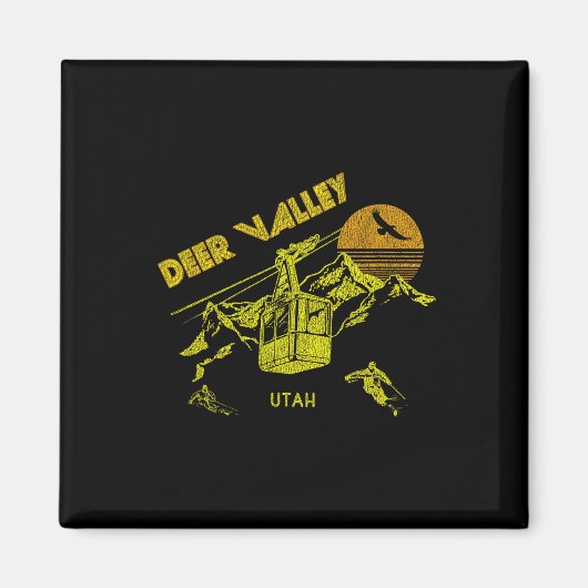 Aimant Deer Valley Utah Retro Skiing Tee (Devant)