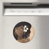 Aimant Déesse, Femme noire avec une fleur dans les cheveu (In Situ (Lave-vaisselle))