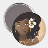 Aimant Déesse, Femme noire avec une fleur dans les cheveu (Recto/Verso)