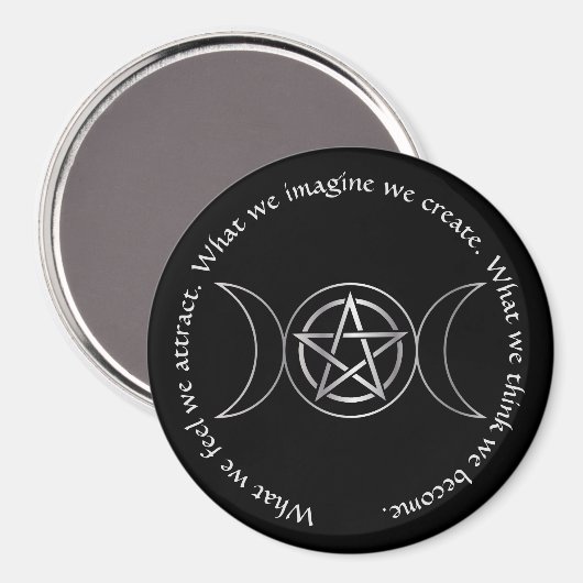 Aimant Déesse triple Lune Wicca Pentacle (Recto/Verso)