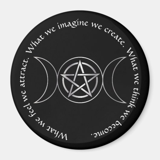 Aimant Déesse triple Lune Wicca Pentacle (Devant)