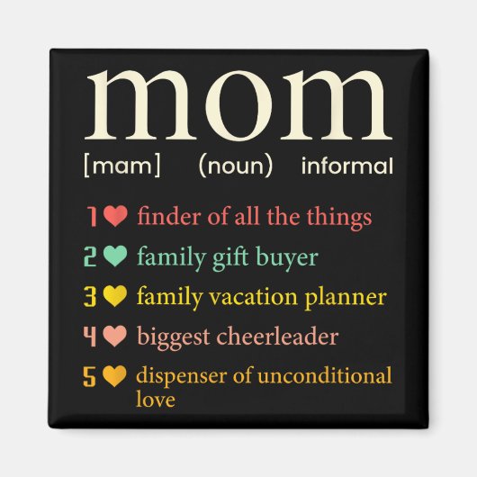 Aimant Définition de nom de maman Maman drôle Fête des mè (Devant)