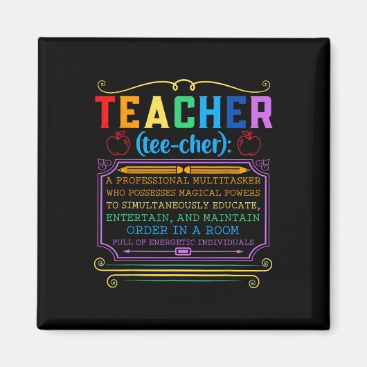Aimant Définition d'enseignant - Professeur d'école drôle (Devant)