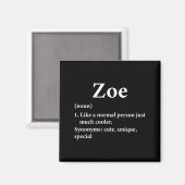 Aimant Définition du prénom Zoé Drôle D  (Recto/Verso)