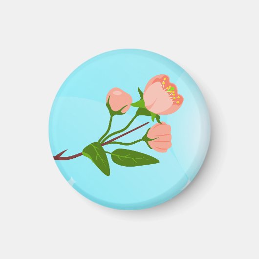 Aimant Dégradé du ciel bleu avec branche de ressort fleur (Devant)