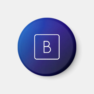 Aimant Dégradé Ombré Bleu Foncé Simple Moderne & Monogram