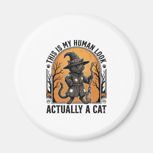 Aimant Déguisement de chat Halloween drôle vintage sorciè