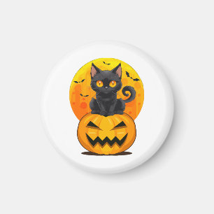 Aimant Déguisement Halloween Citrouille Chat Noir